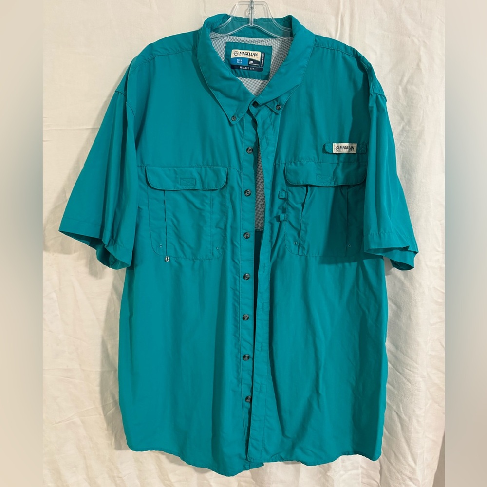Magellan Outdoors Men's Turquoise Short Sleeve Shirt